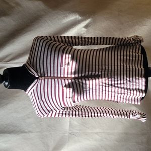 Stripped high coller zipper long sleeve top!